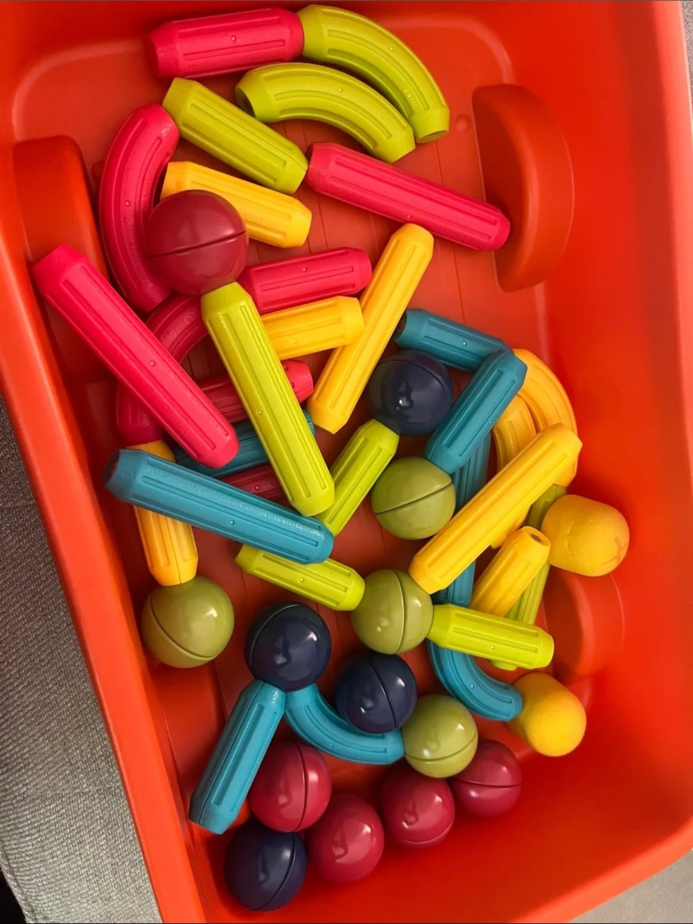 47 Piece Multicolor Magnetic Building Rods and Spheres - STEM Construction Toy